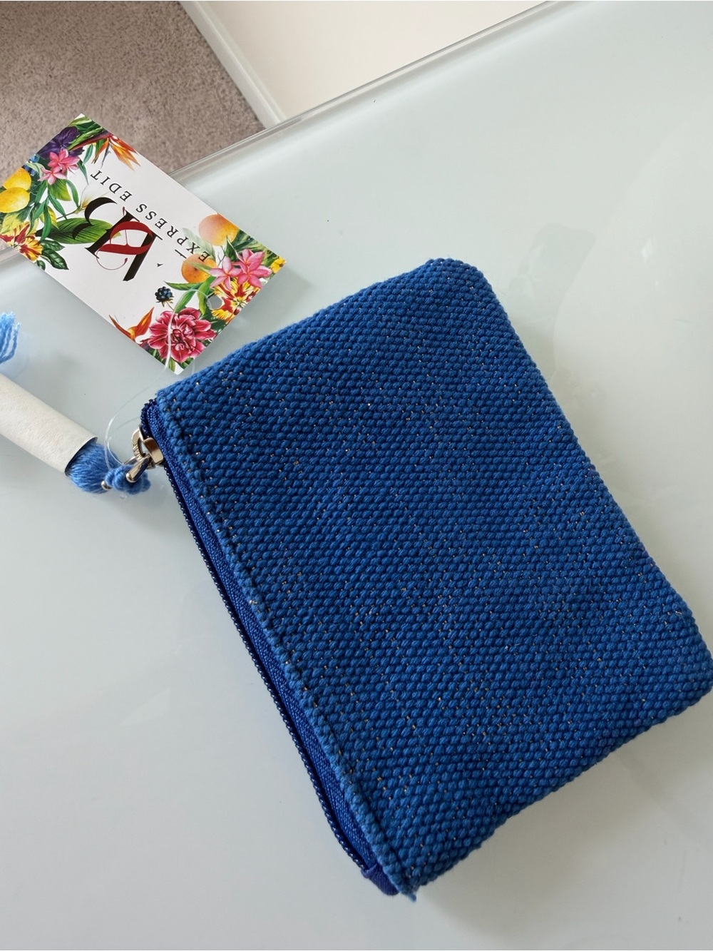Beaded lobster blue white stripes Zip Pouch - Picture 3 of 3